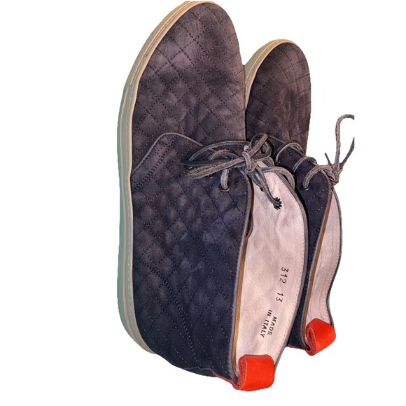 Del Toro Navy Quilted Suede Chukka Boot with White Sole and Red Heel Tab main image 9